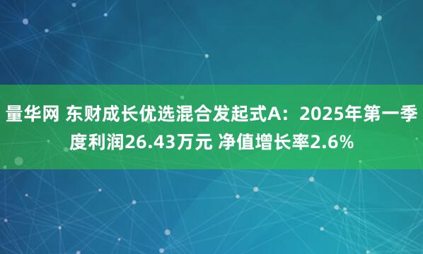 量华网 东财成长优选混合发起式A：2025年第一季度利润26.43万元 净值增长率2.6%